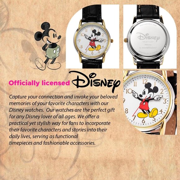 Men Black Disney Mickey Mouse Adult Classic Cardiff Articulating Hands Watch - Picture 5 of 7